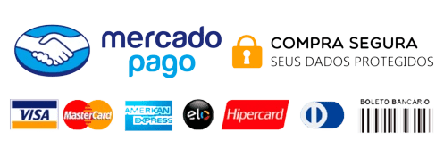 Compra segura com Mercado Pago. Aceitamos Visa, MasterCard, American Express, Elo, Hipercard, Diners e boleto bancário.
